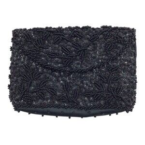 Vintage Beaded & Satin Evening Coin Lipstick Purse Hand Made in Hong Kong